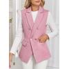 imageHappy Sailed Womens Sleeveless Vest Tops 2025 Trendy Double Breasted Tweed Blazer Business Work Suits with PocketsPink