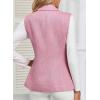 imageHappy Sailed Womens Sleeveless Vest Tops 2025 Trendy Double Breasted Tweed Blazer Business Work Suits with PocketsPink