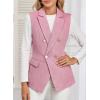 imageHappy Sailed Womens Sleeveless Vest Tops 2025 Trendy Double Breasted Tweed Blazer Business Work Suits with PocketsPink