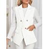 imageHappy Sailed Womens Sleeveless Vest Tops 2025 Trendy Double Breasted Tweed Blazer Business Work Suits with PocketsWhite
