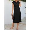 imageHappy Sailed Womens Spring Summer Short Sleeve Cowl Neck Ruched Waist Flowy A Line Midi Dresses Party Cocktail DressBlack