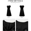 imageHappy Sailed Womens Spring Summer Short Sleeve Cowl Neck Ruched Waist Flowy A Line Midi Dresses Party Cocktail DressBlack