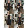 imageHappy Sailed Womens Spring Summer Short Sleeve Cowl Neck Ruched Waist Flowy A Line Midi Dresses Party Cocktail DressBlack