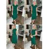 imageHappy Sailed Womens Spring Summer Short Sleeve Cowl Neck Ruched Waist Flowy A Line Midi Dresses Party Cocktail DressDark Green