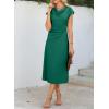 imageHappy Sailed Womens Spring Summer Short Sleeve Cowl Neck Ruched Waist Flowy A Line Midi Dresses Party Cocktail DressDark Green