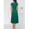 imageHappy Sailed Womens Spring Summer Short Sleeve Cowl Neck Ruched Waist Flowy A Line Midi Dresses Party Cocktail DressDark Green