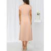 imageHappy Sailed Womens Spring Summer Short Sleeve Cowl Neck Ruched Waist Flowy A Line Midi Dresses Party Cocktail DressKhaki