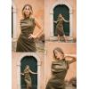 imageHappy Sailed Womens Spring Summer Short Sleeve Cowl Neck Ruched Waist Flowy A Line Midi Dresses Party Cocktail DressMoss Green