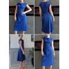 imageHappy Sailed Womens Spring Summer Short Sleeve Cowl Neck Ruched Waist Flowy A Line Midi Dresses Party Cocktail DressNavy Blue