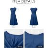 imageHappy Sailed Womens Spring Summer Short Sleeve Cowl Neck Ruched Waist Flowy A Line Midi Dresses Party Cocktail DressNavy Blue