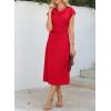 imageHappy Sailed Womens Spring Summer Short Sleeve Cowl Neck Ruched Waist Flowy A Line Midi Dresses Party Cocktail DressRed