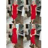 imageHappy Sailed Womens Spring Summer Short Sleeve Cowl Neck Ruched Waist Flowy A Line Midi Dresses Party Cocktail DressRed