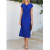 imageHappy Sailed Womens Spring Summer Short Sleeve Cowl Neck Ruched Waist Flowy A Line Midi Dresses Party Cocktail DressRoyal Blue