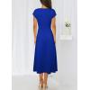 imageHappy Sailed Womens Spring Summer Short Sleeve Cowl Neck Ruched Waist Flowy A Line Midi Dresses Party Cocktail DressRoyal Blue