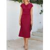 imageHappy Sailed Womens Spring Summer Short Sleeve Cowl Neck Ruched Waist Flowy A Line Midi Dresses Party Cocktail DressWine Red