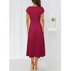 imageHappy Sailed Womens Spring Summer Short Sleeve Cowl Neck Ruched Waist Flowy A Line Midi Dresses Party Cocktail DressWine Red