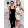 imageHappy Sailed Womens Square Neck Jumpsuit Summer Sleeveless Wide Leg Pants Rompers Dressy Jumpers Business Casual OutfitsBlack