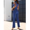 imageHappy Sailed Womens Square Neck Jumpsuit Summer Sleeveless Wide Leg Pants Rompers Dressy Jumpers Business Casual OutfitsBlue