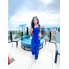 imageHappy Sailed Womens Square Neck Jumpsuit Summer Sleeveless Wide Leg Pants Rompers Dressy Jumpers Business Casual OutfitsBlue