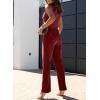imageHappy Sailed Womens Square Neck Jumpsuit Summer Sleeveless Wide Leg Pants Rompers Dressy Jumpers Business Casual OutfitsRed