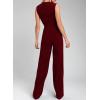 imageHappy Sailed Womens Square Neck Jumpsuit Summer Sleeveless Wide Leg Pants Rompers Dressy Jumpers Business Casual OutfitsRed