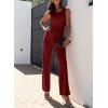imageHappy Sailed Womens Square Neck Jumpsuit Summer Sleeveless Wide Leg Pants Rompers Dressy Jumpers Business Casual OutfitsRed