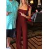 imageHappy Sailed Womens Square Neck Jumpsuit Summer Sleeveless Wide Leg Pants Rompers Dressy Jumpers Business Casual OutfitsRed