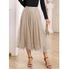 imageHappy Sailed Womens Tulle Midi Skirt Elastic High Waisted ALine Layered Flowy Long Tutu Skirts Country Concert OutfitsApricot