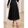 imageHappy Sailed Womens Tulle Midi Skirt Elastic High Waisted ALine Layered Flowy Long Tutu Skirts Country Concert OutfitsBlack