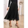 imageHappy Sailed Womens Tulle Midi Skirt Elastic High Waisted ALine Layered Flowy Long Tutu Skirts Country Concert OutfitsBlack