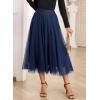 imageHappy Sailed Womens Tulle Midi Skirt Elastic High Waisted ALine Layered Flowy Long Tutu Skirts Country Concert OutfitsBlue