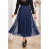 imageHappy Sailed Womens Tulle Midi Skirt Elastic High Waisted ALine Layered Flowy Long Tutu Skirts Country Concert OutfitsBlue