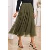imageHappy Sailed Womens Tulle Midi Skirt Elastic High Waisted ALine Layered Flowy Long Tutu Skirts Country Concert OutfitsGreen