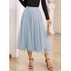 imageHappy Sailed Womens Tulle Midi Skirt Elastic High Waisted ALine Layered Flowy Long Tutu Skirts Country Concert OutfitsGrey