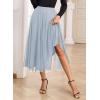 imageHappy Sailed Womens Tulle Midi Skirt Elastic High Waisted ALine Layered Flowy Long Tutu Skirts Country Concert OutfitsGrey