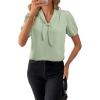 imageHappy Sailed Blouses for Women Dressy Short Sleeve Tie Knot V Neck Shirts Business Casual TopsGreen