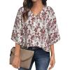 imageHappy Sailed Womens Dressy Casual Blouses Spring Summer 34 Sleeve V Neck Paisley Print Tops Ladies Business Work ShirtsRed