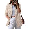 imageHappy Sailed Womens Plaid Tweed Blazers Dressy Casual Long Sleeve Double Breasted Open Front Blazer Jackets Work SuitsMustard