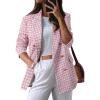 imageHappy Sailed Womens Plaid Tweed Blazers Dressy Casual Long Sleeve Double Breasted Open Front Blazer Jackets Work SuitsPink