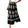 imageHappy Sailed Womens Retro Print Boho Maxi Skirt Elastic High Waist ALine Pleated Flowy Long Skirts Beach Vacation OutfitsBlack