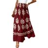 imageHappy Sailed Womens Retro Print Boho Maxi Skirt Elastic High Waist ALine Pleated Flowy Long Skirts Beach Vacation OutfitsRed
