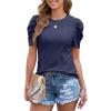imageHappy Sailed Womens Shirts Crew Neck Short Sleeve Lace Crochet Dressy Business Casual TopsNavy Blue