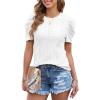 imageHappy Sailed Womens Shirts Crew Neck Short Sleeve Lace Crochet Dressy Business Casual TopsWhite