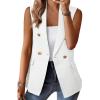 imageHappy Sailed Womens Sleeveless Vest Tops 2025 Trendy Double Breasted Tweed Blazer Business Work Suits with PocketsWhite