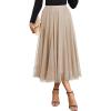 imageHappy Sailed Womens Tulle Midi Skirt Elastic High Waisted ALine Layered Flowy Long Tutu Skirts Country Concert OutfitsApricot