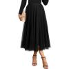 imageHappy Sailed Womens Tulle Midi Skirt Elastic High Waisted ALine Layered Flowy Long Tutu Skirts Country Concert OutfitsBlack