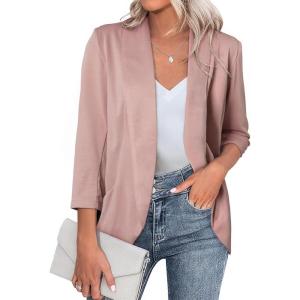 imageHappy Sailed Womens 34 Sleeve Blazers Lightweight Open Front Cardigan Jacket Office Work SuitsPink