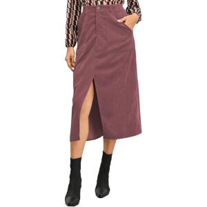 imageHappy Sailed Womens Corduroy Skirts Casual Dressy High Waist A Line Split Midi Skirt with PocketsPink Purple