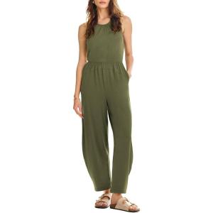 imageHappy Sailed Womens Jumpsuit Casual Crew Neck Sleeveless Jumpsuits High Waist Long Pant Rompers with PocketsGreen