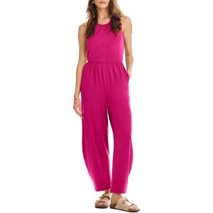imageHappy Sailed Womens Jumpsuit Casual Crew Neck Sleeveless Jumpsuits High Waist Long Pant Rompers with PocketsRose